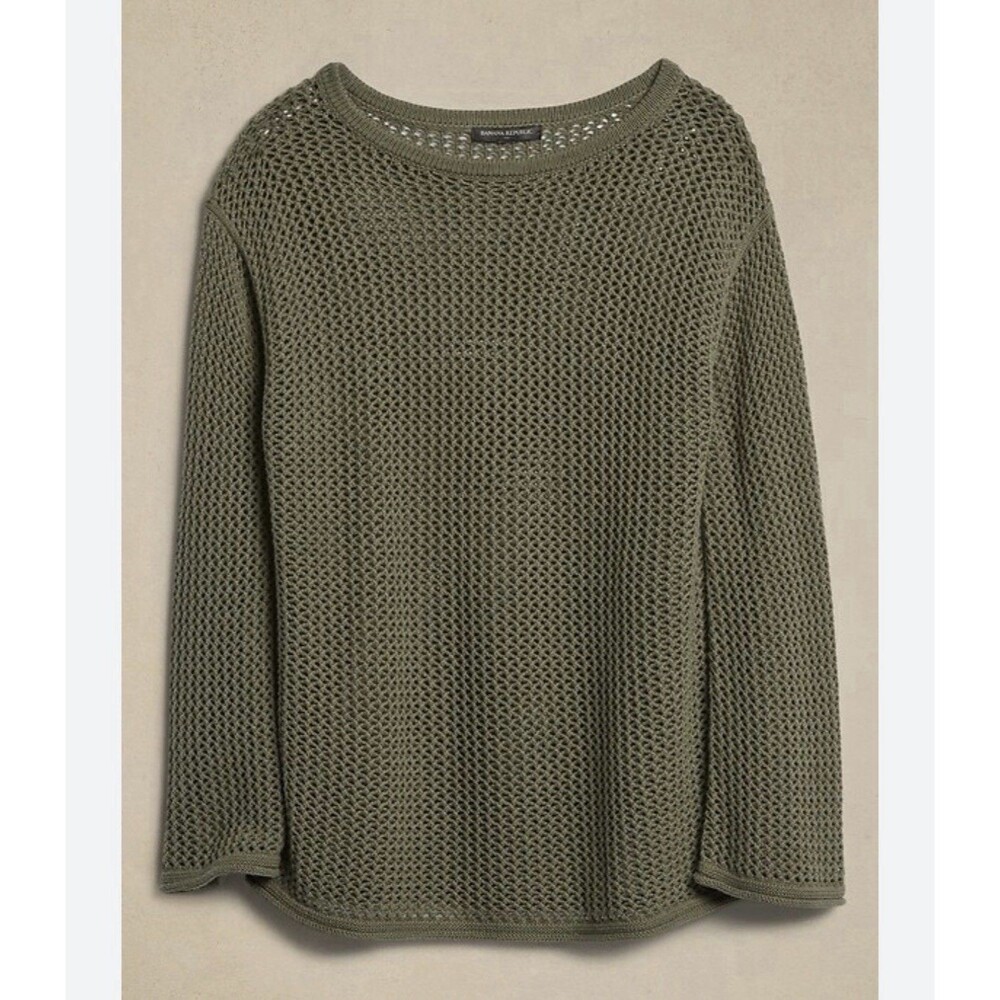 Banana Republic Women’s Open Stitch Knit Sweater Vegan Green Size Medium - Picture 1 of 12